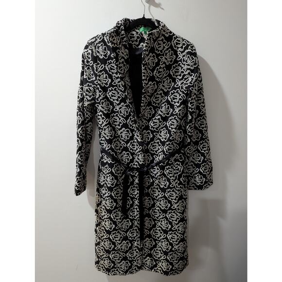 TiBi Black White Embroidered Wool Blend Jacket Coat - Picture 1 of 5
